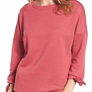Caslon Tie Sleeve Sweatshirt Top Blouse Berry New